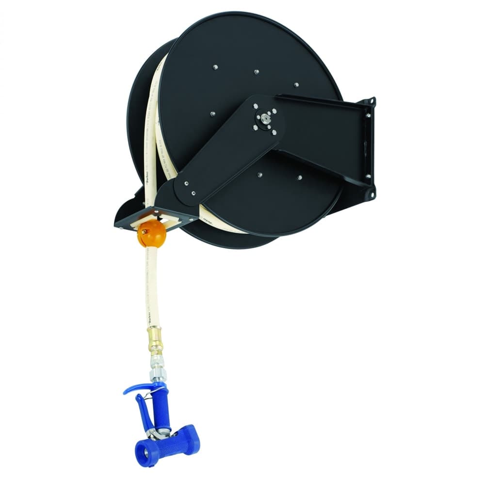 T&S B-7245-06 Hose Reel, Open, Epoxy Coated Steel, 50 ft, Front Trigger Water Gun