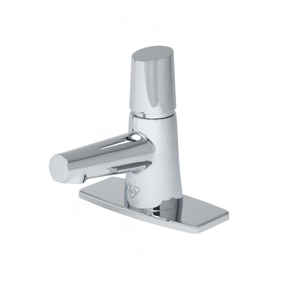 T&S BP-0723-4DP Deck Mount Lavatory Faucet w/ Self Closing Handle - 0.5 gpm Spray Outlet, 4" Plate