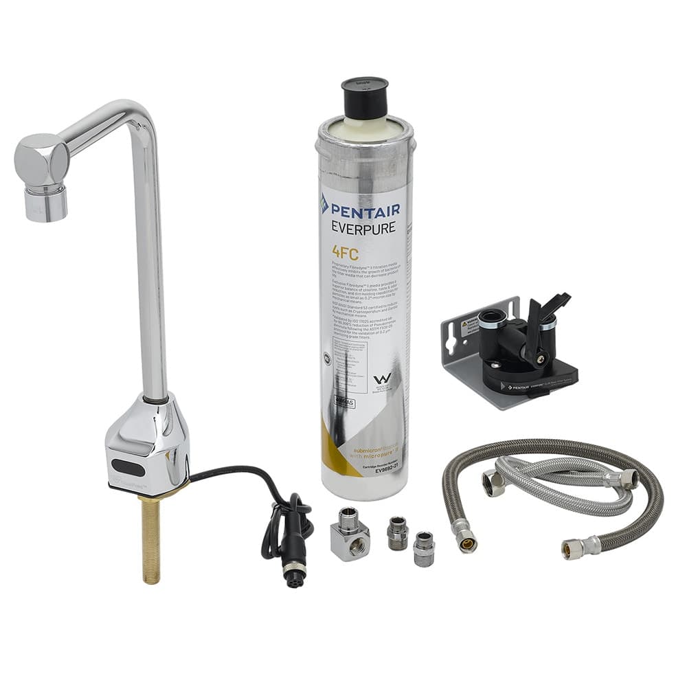 T&S EC-1210-10-WFK Deck Mount Hands Free Glass/Bottle Filler w/ 10" Nozzle & Water Filtration - 1.5 GPM
