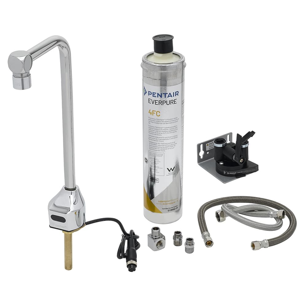 T&S EC-1210-12-WFK Deck Mount Hands Free Glass/Bottle Filler w/ 12" Nozzle & Water Filtration - 1.5 GPM