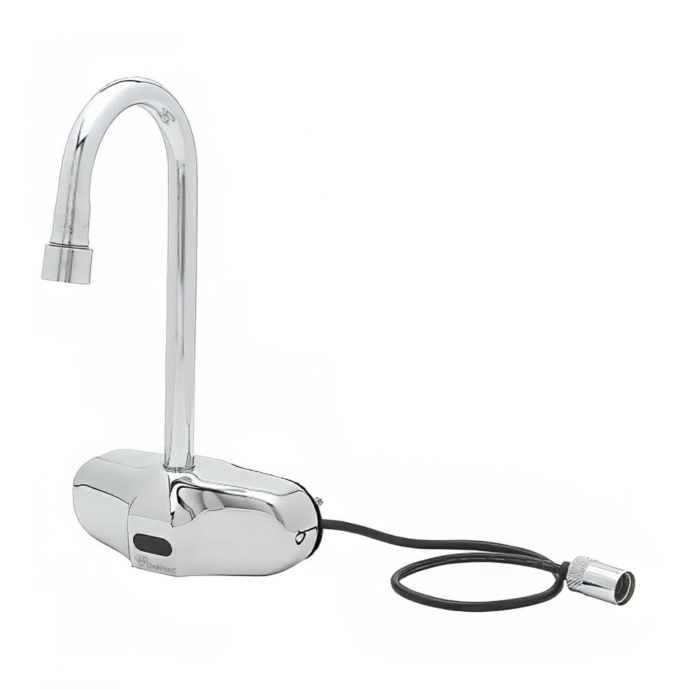 T&S EC-3105-VF5-TMV Wall Mount Electronic Faucet - 4" Centers, Gooseneck Spout, Chrome Plated Brass