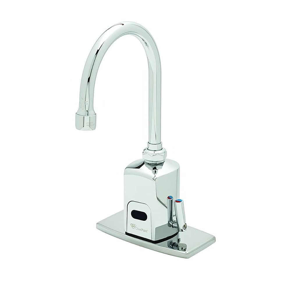 T&S EC-3130-4DP Deck Mount Electronic Faucet - 4" Centers, Swivel/Rigid Gooseneck, 100-240v/1ph