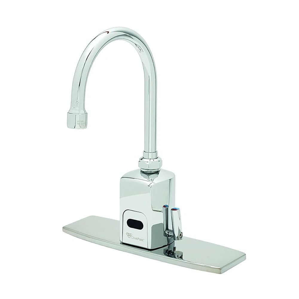 T&S EC-3130-8DP Deck Mount Electronic Faucet - 8" Centers, Swivel/Rigid Gooseneck, 100-240v/1ph