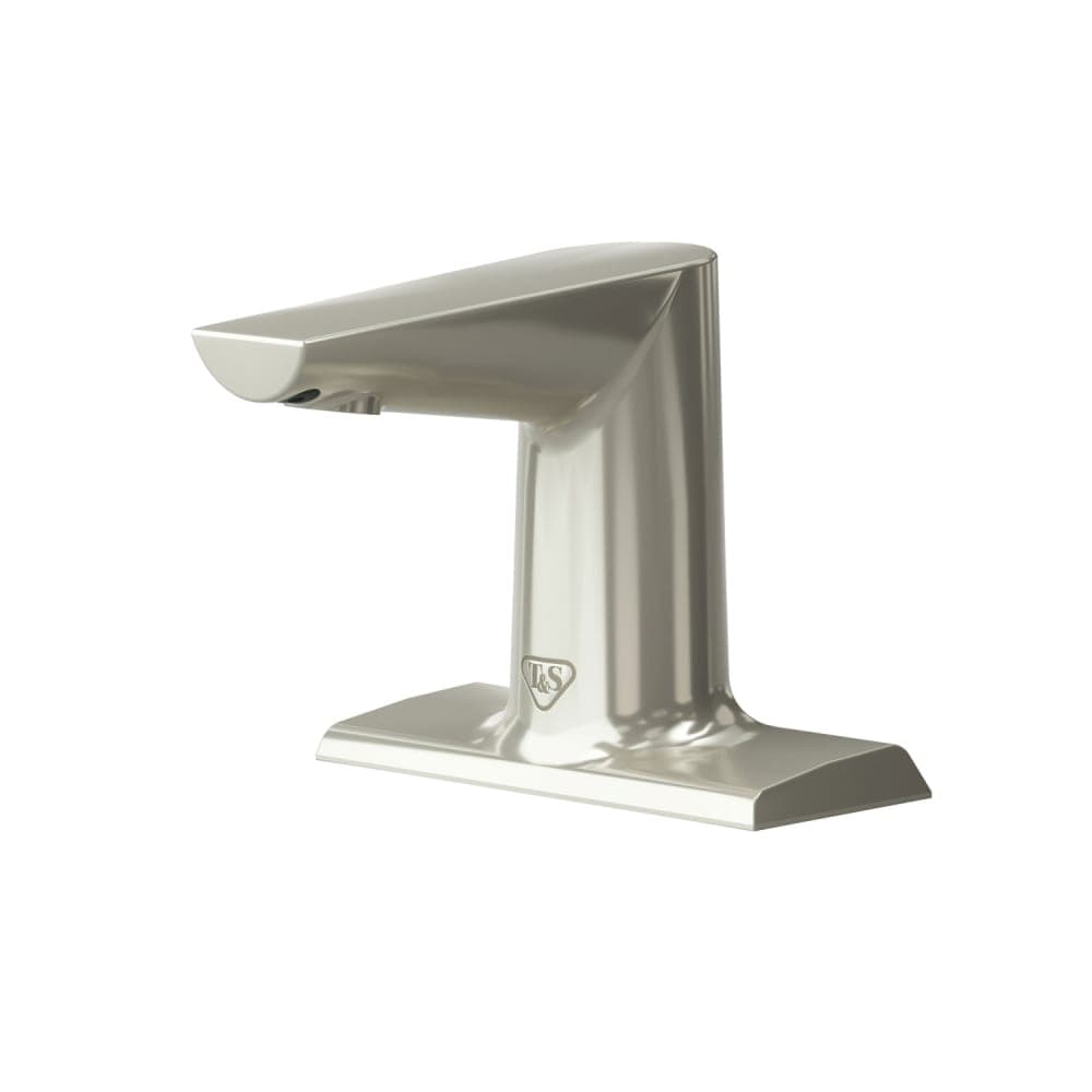 T&S ECW-3153-BN WaveCrest Deck Mount Electronic Faucet - 4" Centerset, Fixed Spout, Battery Operated, Brushed Nickel