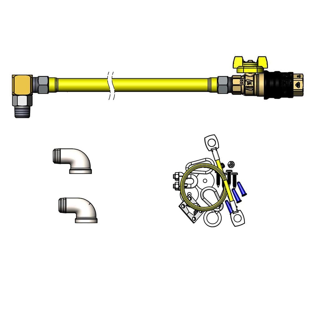 T&S HG-4D-48G-SEL 48" Gas Connector Hose w/ Quick Disconnect, (2) Street Elbows, & SwiveLink Fittings