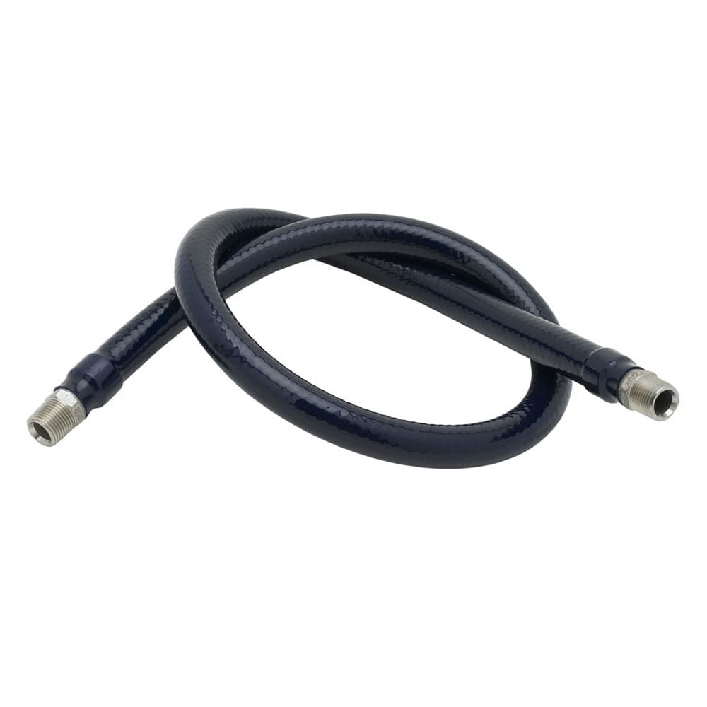 T&S HW-2C-36 Connector Water Hose, 36"LStainless Braid, Threaded Ends, 1/2"D