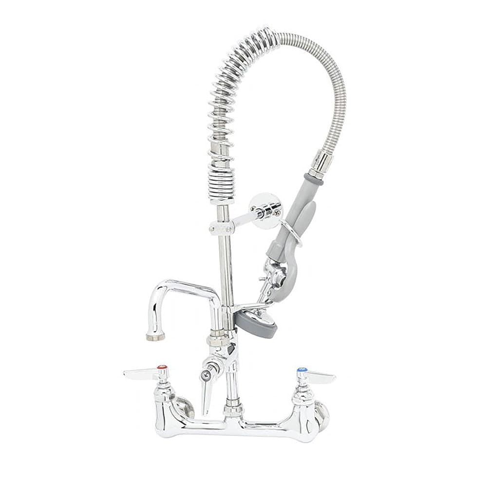 T&S MPZ8WLN08 22"H Wall Mount Pre Rinse Faucet - 1.15 GPM, Base with Nozzle