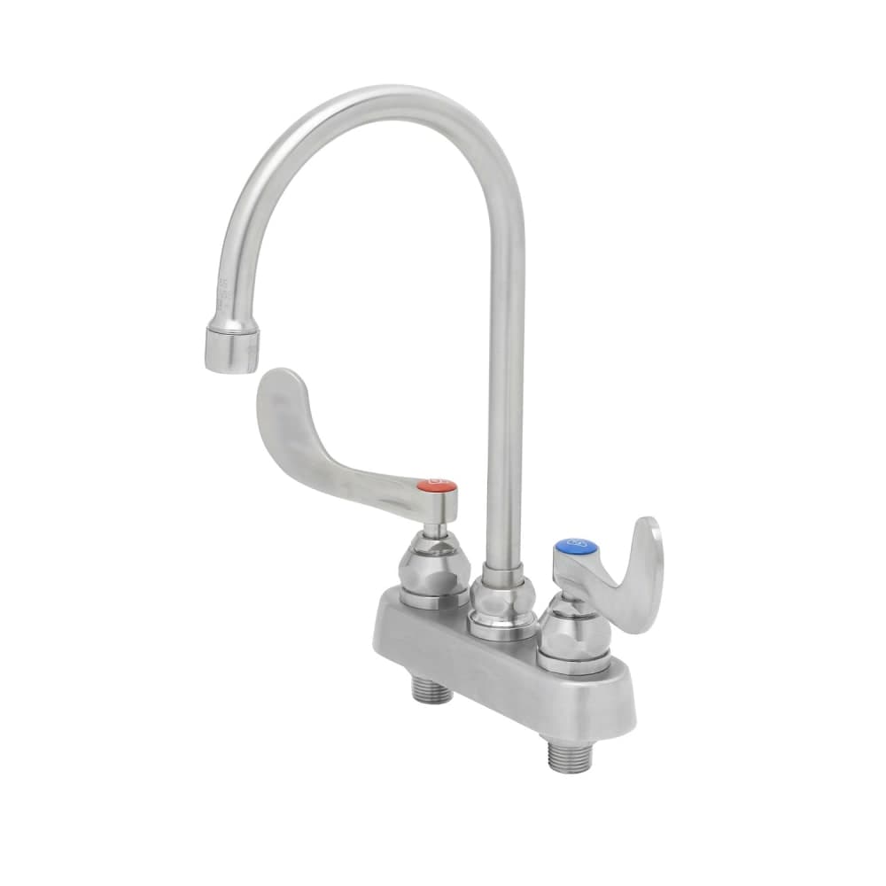 T&S S-1141-04 Deck Mount Faucet - 6" Swivel Gooseneck Spout, 4" Centers