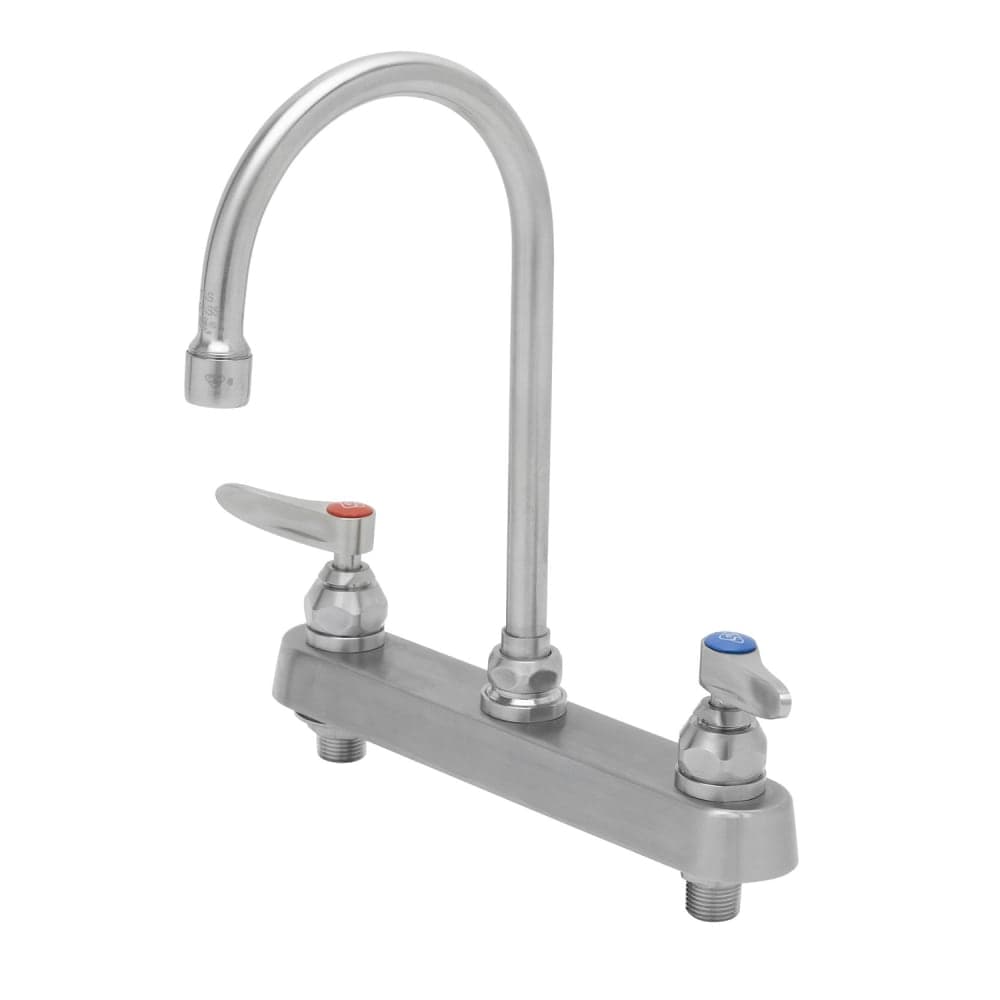 T&S S-1142 Deck Mount Faucet - 6" Swivel Gooseneck Spout, 8" Centers