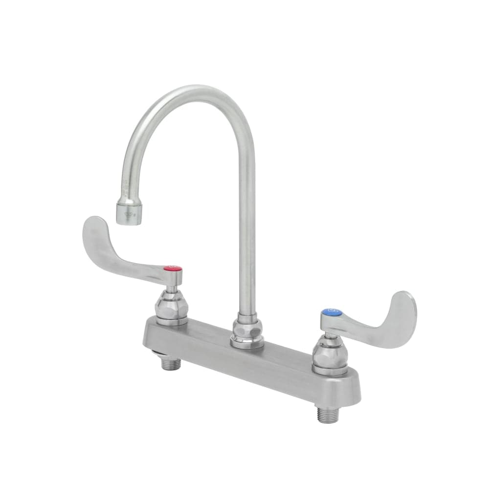 T&S S-1142-04 Deck Mount Faucet - 6" Swivel Gooseneck Spout, 8" Centers