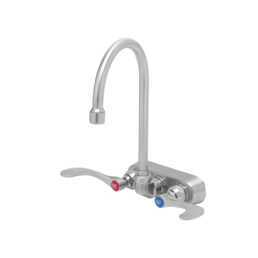 T&S S-1146-04 Splash Mount Faucet - 6" Swivel Gooseneck Spout, 4" Centers