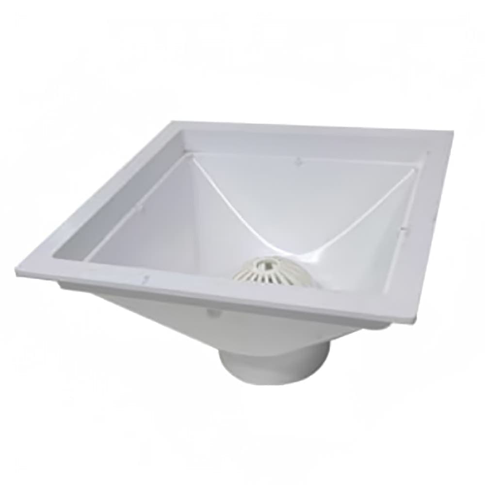 Canplas 394708 9" Square Endura® Standard Floor Sink - 4" Hub, PVC, White