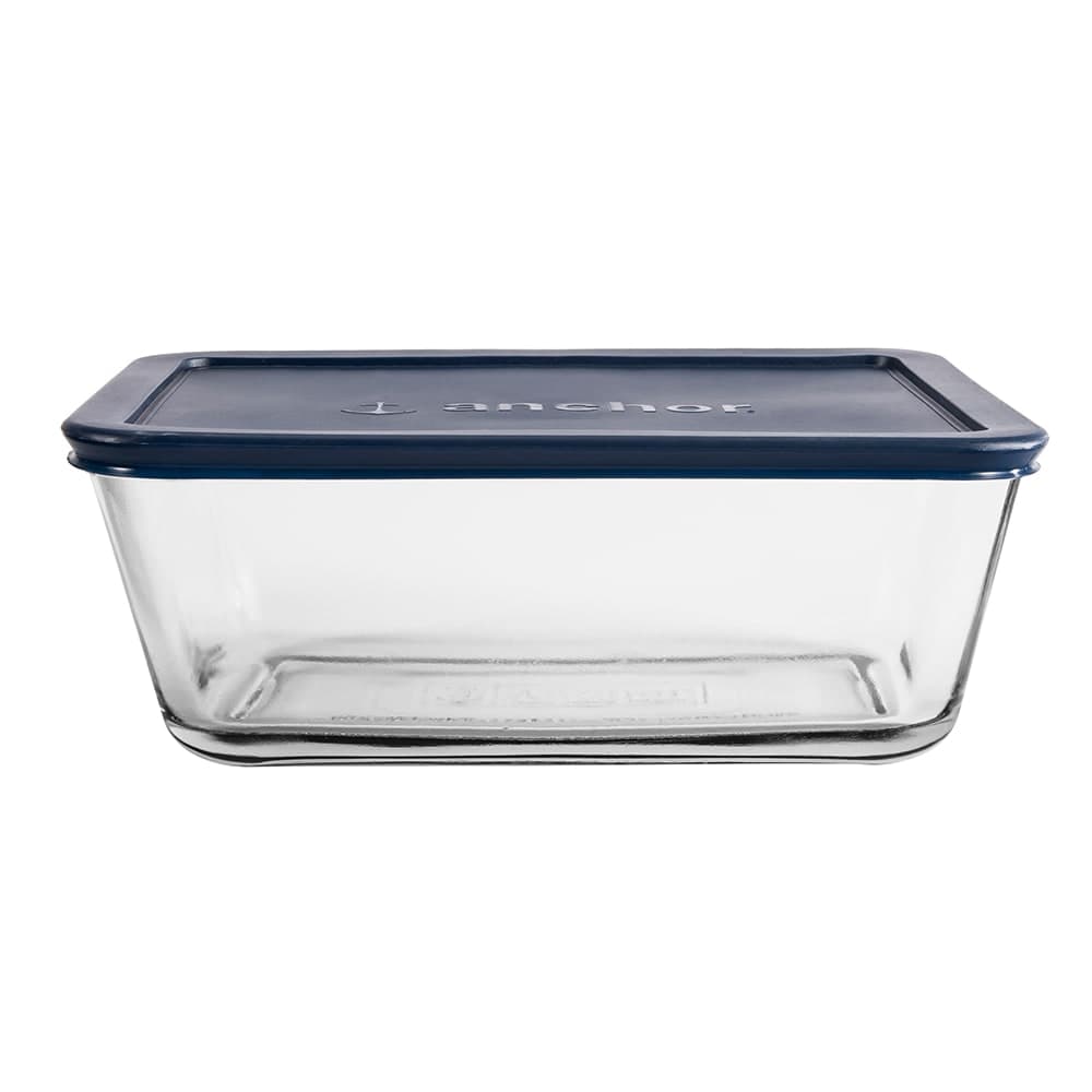 Anchor Hocking 4 3/4 cup Rectangular Food Storage Glass w/ Blue Lid (85912L20)
