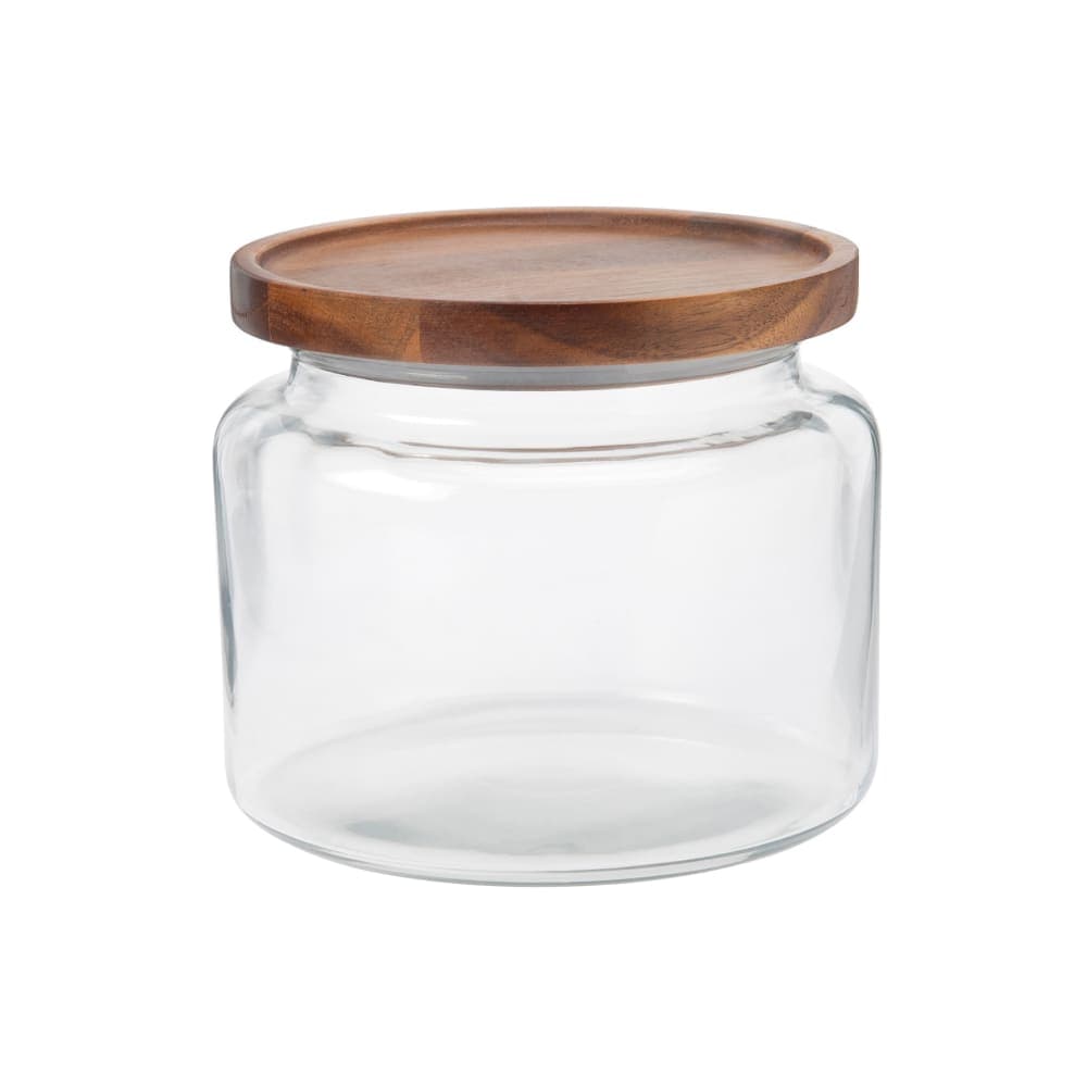 Anchor Hocking 64 oz Mini Montana Glass Jar w/ Acacia Wood Lid (97693AHG17)