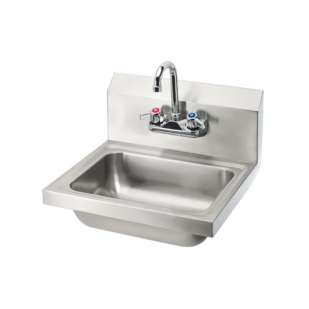 Splash Wall Mount Commercial Hand Sink w/ 13 3/4"L x 9 7/8"W x 5 3/8"D Bowl, Gooseneck Faucet (HS-GF-14-10-5)