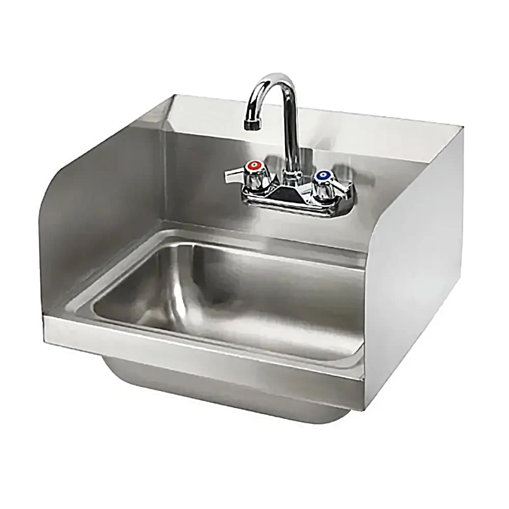 Splash Wall Mount Commercial Hand Sink w/ 13 3/4"L x 9 7/8"W x 5 3/8"D Bowl, Side Splashes (HS-GF-SS-14-10-5)