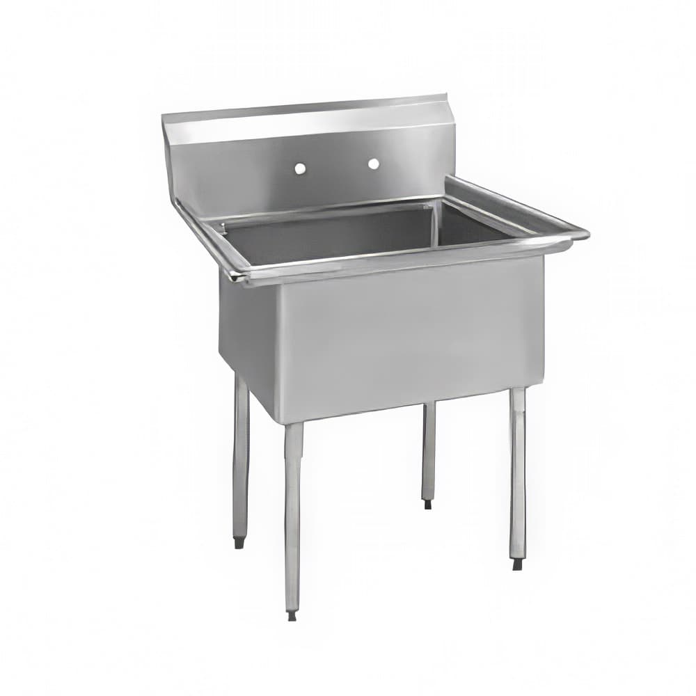 BK Resources BKS-1-18-12 23" 1 Compartment Sink w/ 18"L x 18"W Bowl, 12" Deep, 18/304 Stainless Deck & Bowl