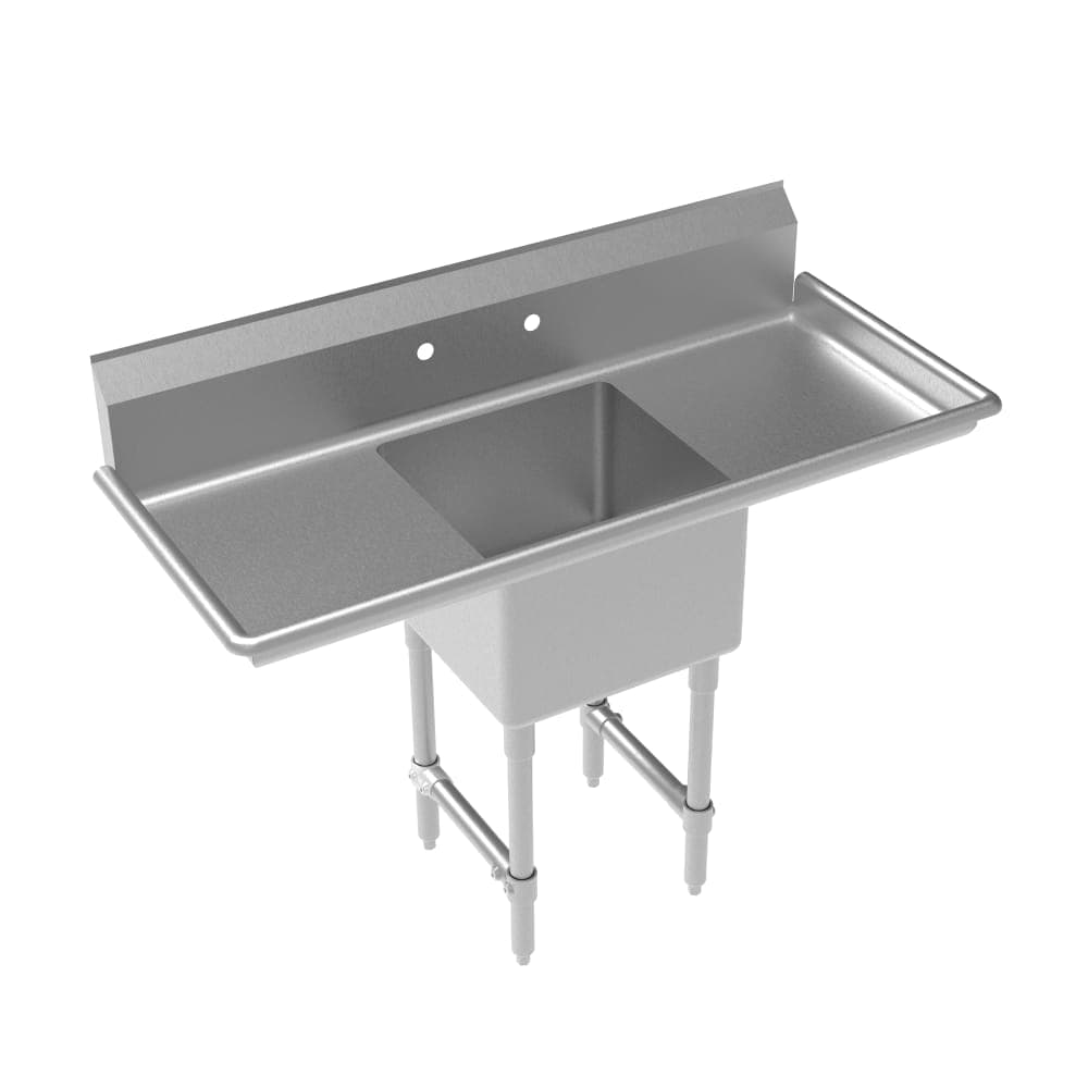 Splash 54" 1 Compartment Sink w/ 18"L x 18"W Bowl, 12" Deep (CS-1818-LR-LF)