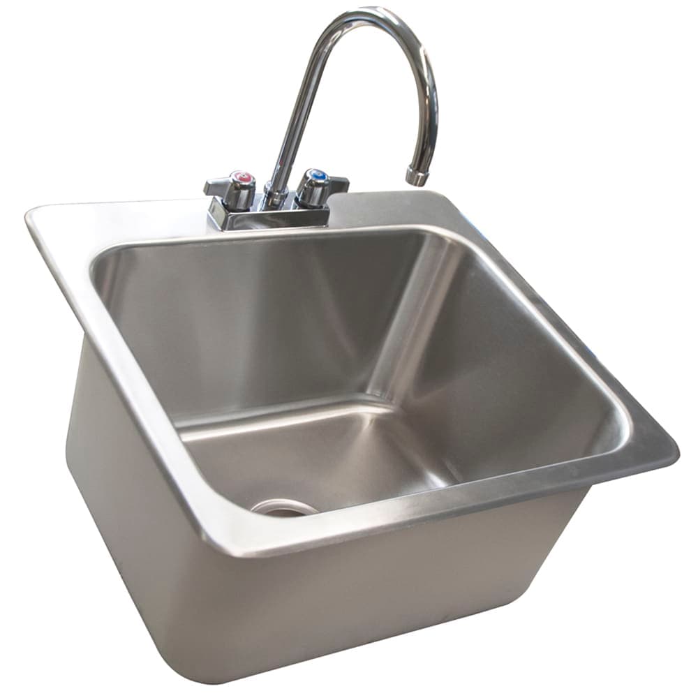 BK Resources DDI-20161224-P-G (1) Compartment Drop-in Sink - 20" x 16", Drain Included