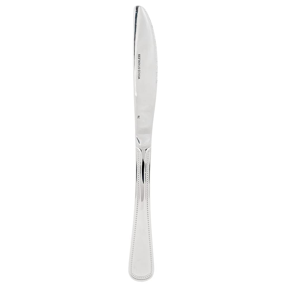 Winco 0005-08 8 3/4" Dinner Knife with 18/0 Stainless Grade, Dots Pattern