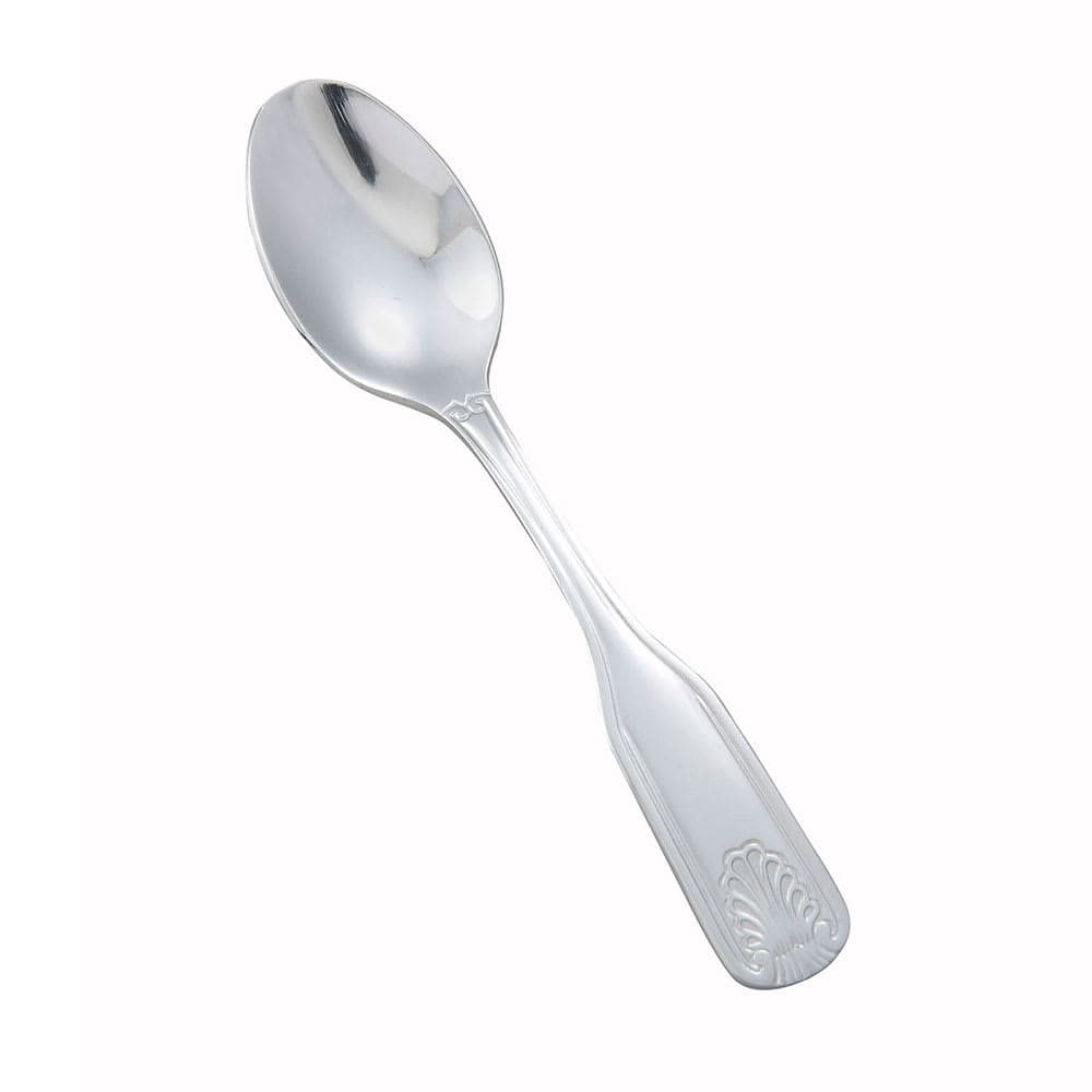 Winco 0006-09 4 5/8" Demitasse Spoon with 18/0 Stainless Grade, Toulouse Pattern
