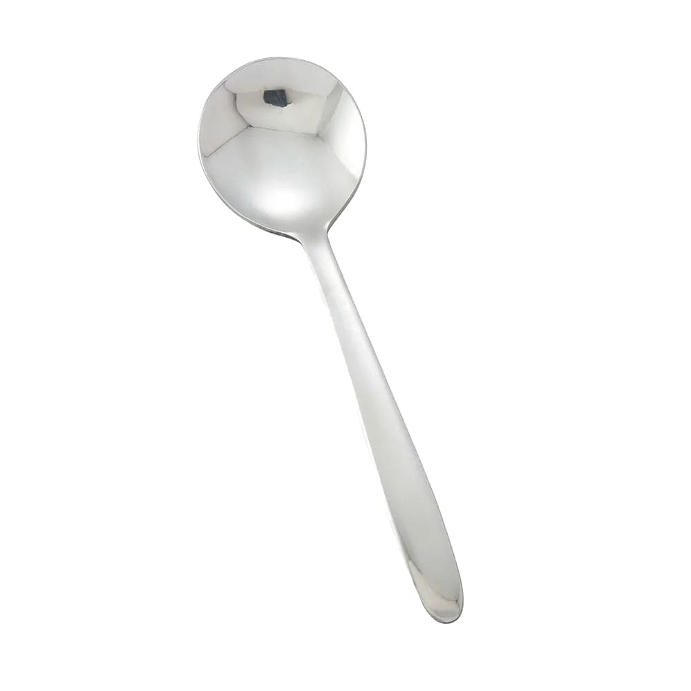 Winco 0019-04 5 5/8" Bouillon Spoon with 18/0 Stainless Grade, Flute Pattern