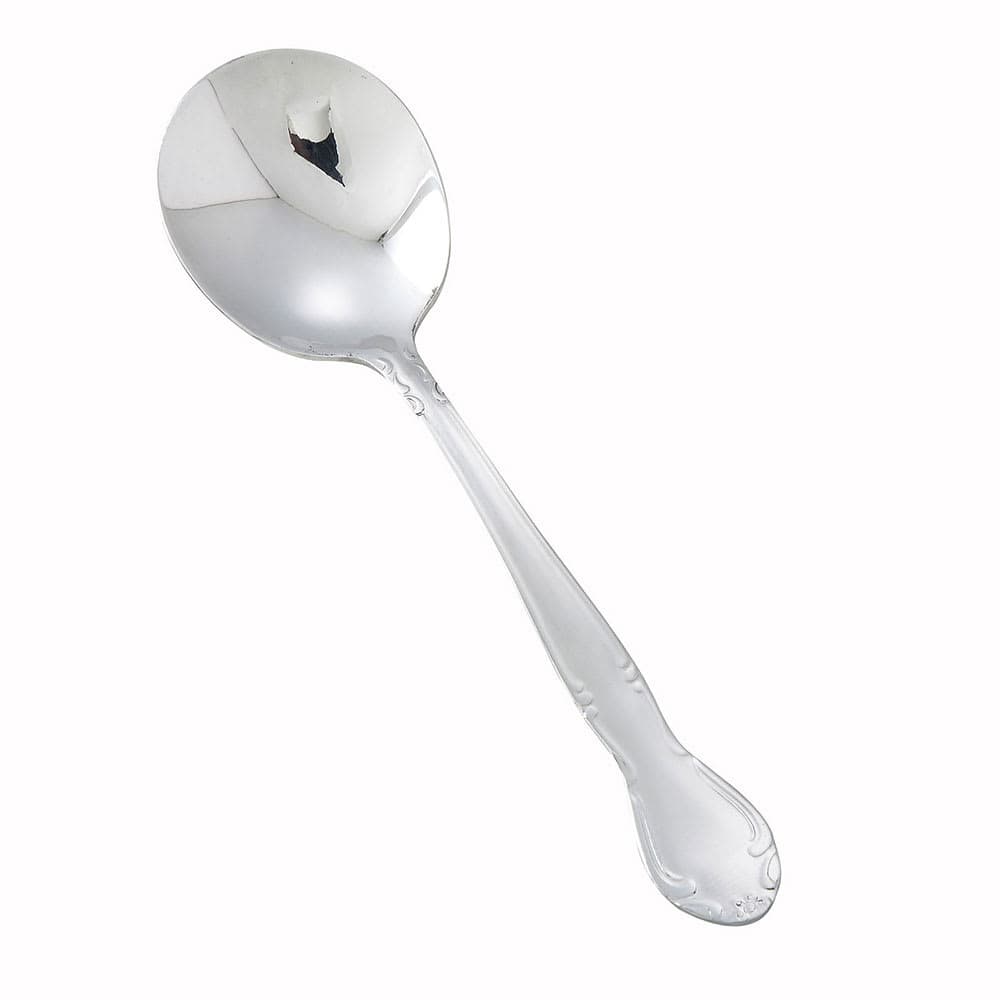Winco 0024-04 9" Bouillon Spoon with 18/0 Stainless Grade, Elegance Pattern