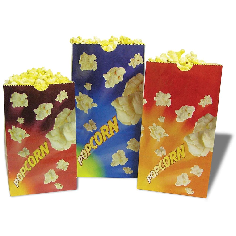Winco 41285 85 oz Popcorn Butter Bags - 5"W x 3 1/2"D x 9 1/2"H, Blue