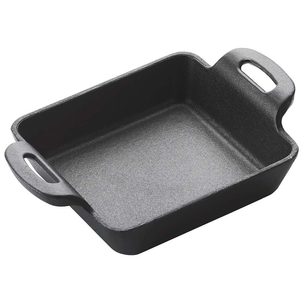 Winco CASM-4S 4 7/8" Square Mini Induction Server - Cast Iron, Matte Black Enamel