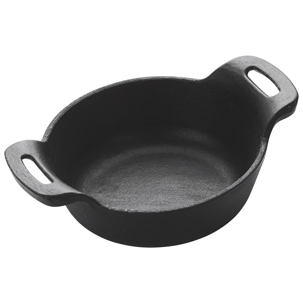 Winco CASM-5R 5 1/8" Round Mini Induction Server - Cast Iron, Matte Black Enamel