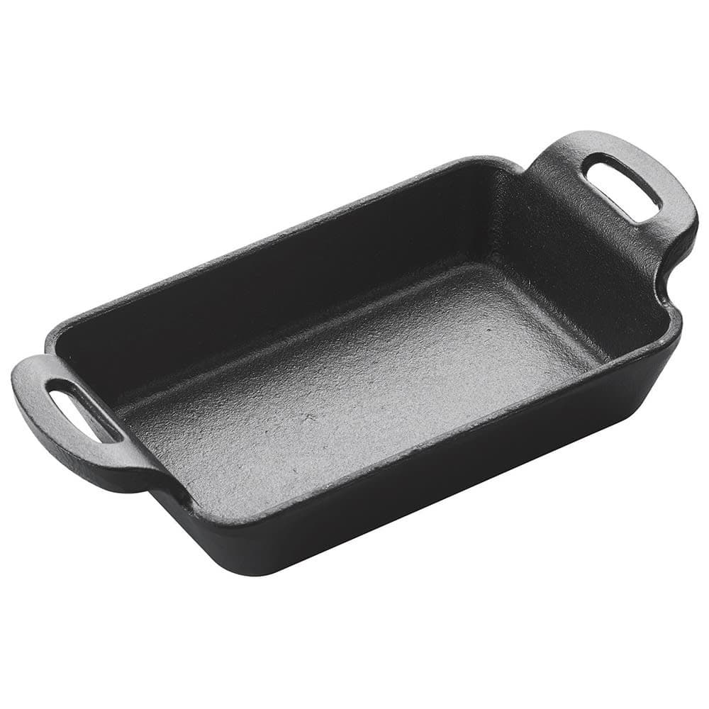 Winco CASM-5RT Rectangular Mini Induction Server - 5 7/8" x 4 1/8", Cast Iron, Matte Black Enamel