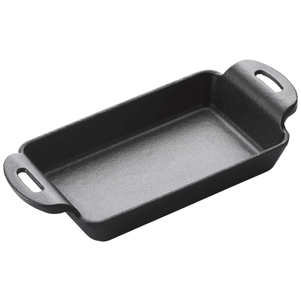 Winco CASM-7RT Rectangular Mini Induction Server - 7" x 4 3/4", Cast Iron, Matte Black Enamel