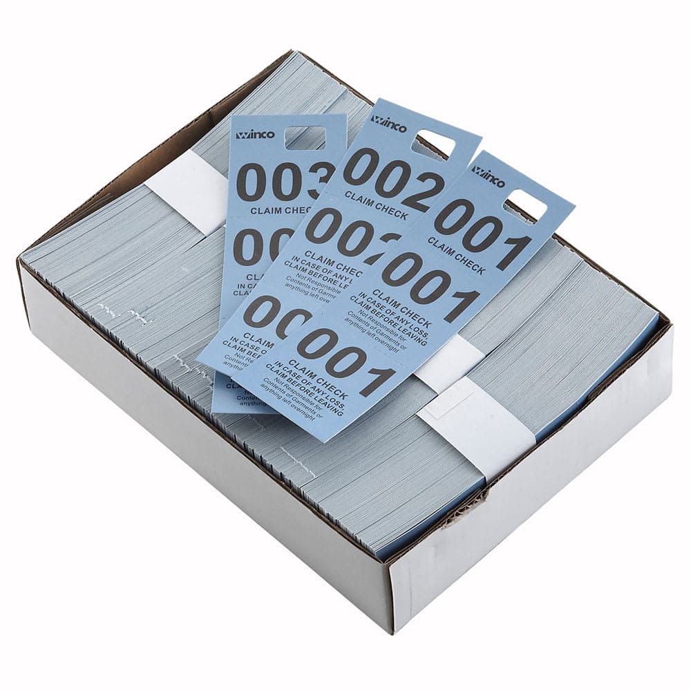 Winco CCK-5BL Coat Check, Blue (500 pieces per box)