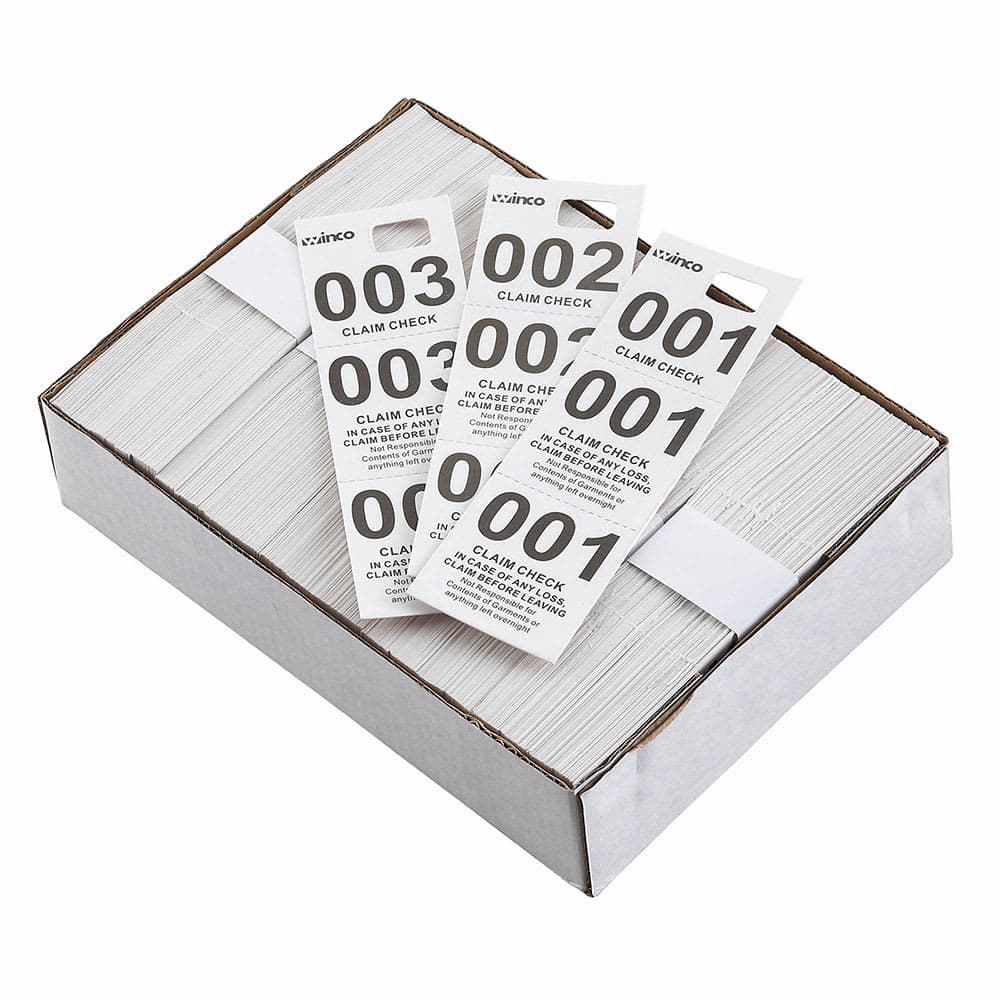 Winco CCK-5WT Coat Check, White (500 pieces per box)