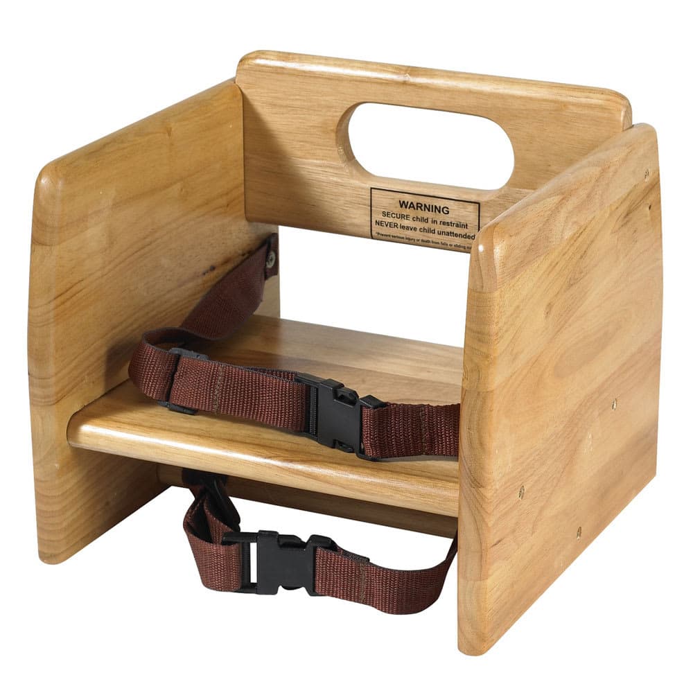 Winco CHB-701 Single Height Booster Seat w/ Waist & Chair Strap - Wood, Natural