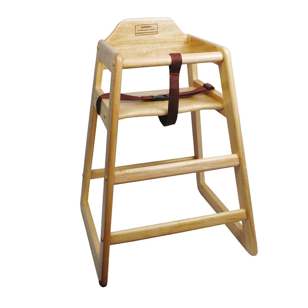 Winco CHH-101 29 3/4" Stackable Wood High Chair w/ Waist Strap, Natural