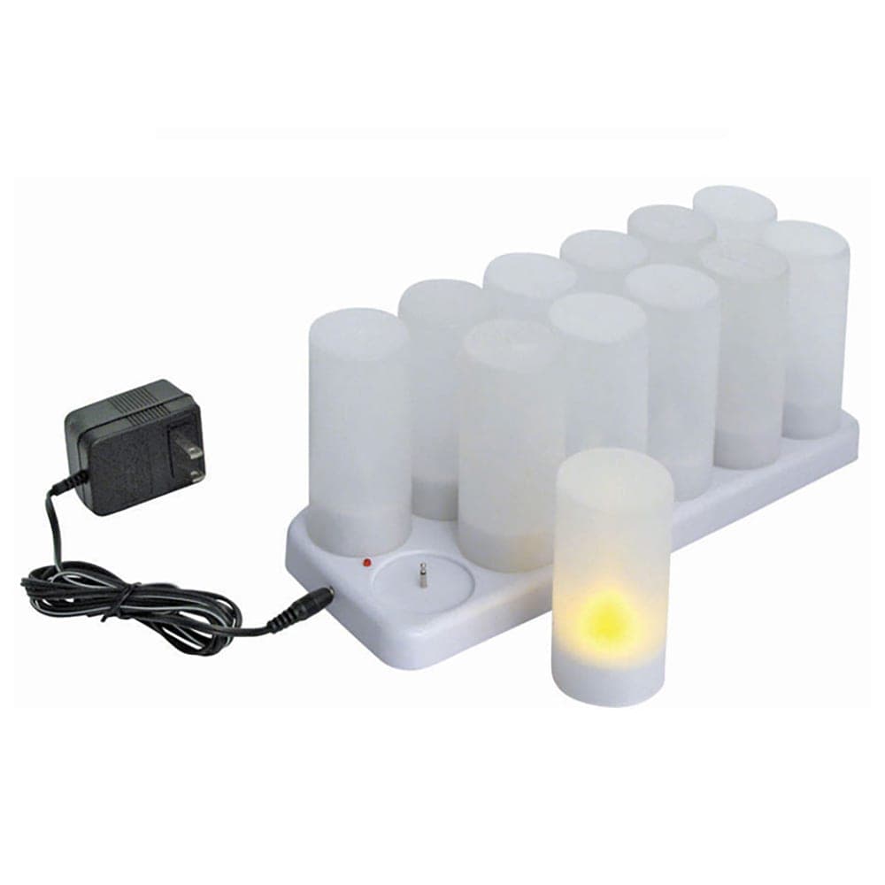 Winco CLR-12S Flameless Tealight Candle w/ Plastic Cup & Rechargeable Battery, Charging Tray