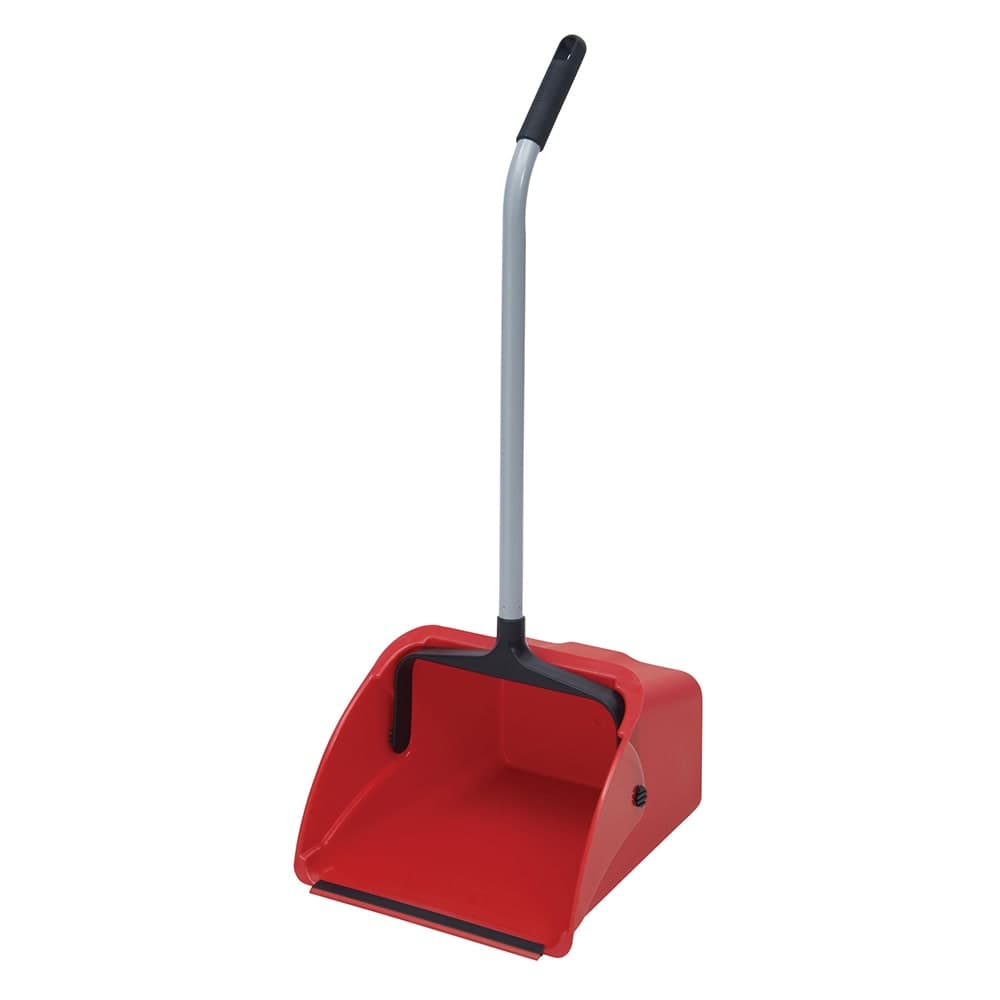 Winco DP-14R Lobby Dust Pan w/ 25" Handle - 13 5/8" x 14" x 8 7/8"D, Plastic, Red