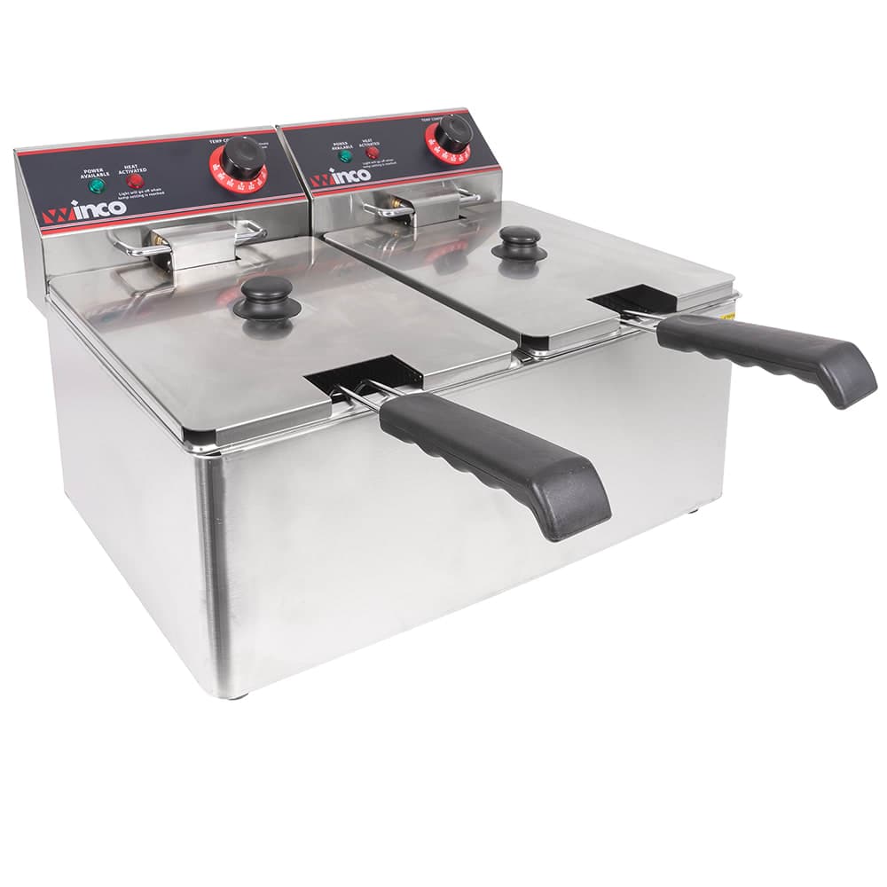 Winco EFT-32 Countertop Electric Fryer - (2) 16 lb Vats, 120v
