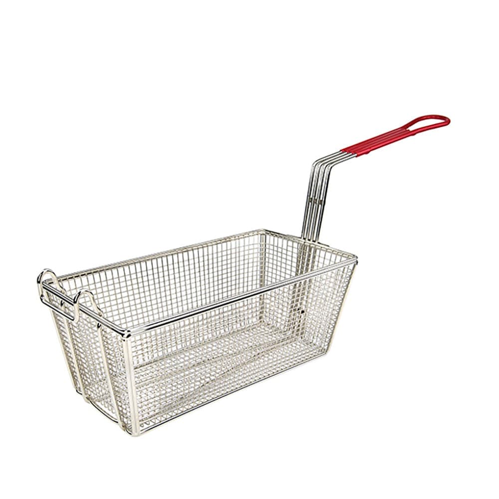 Winco FB-25 Fryer Basket w/ Coated Handle & Front Hook, 12 7/8" x 6 5/8" x 5 1/4"