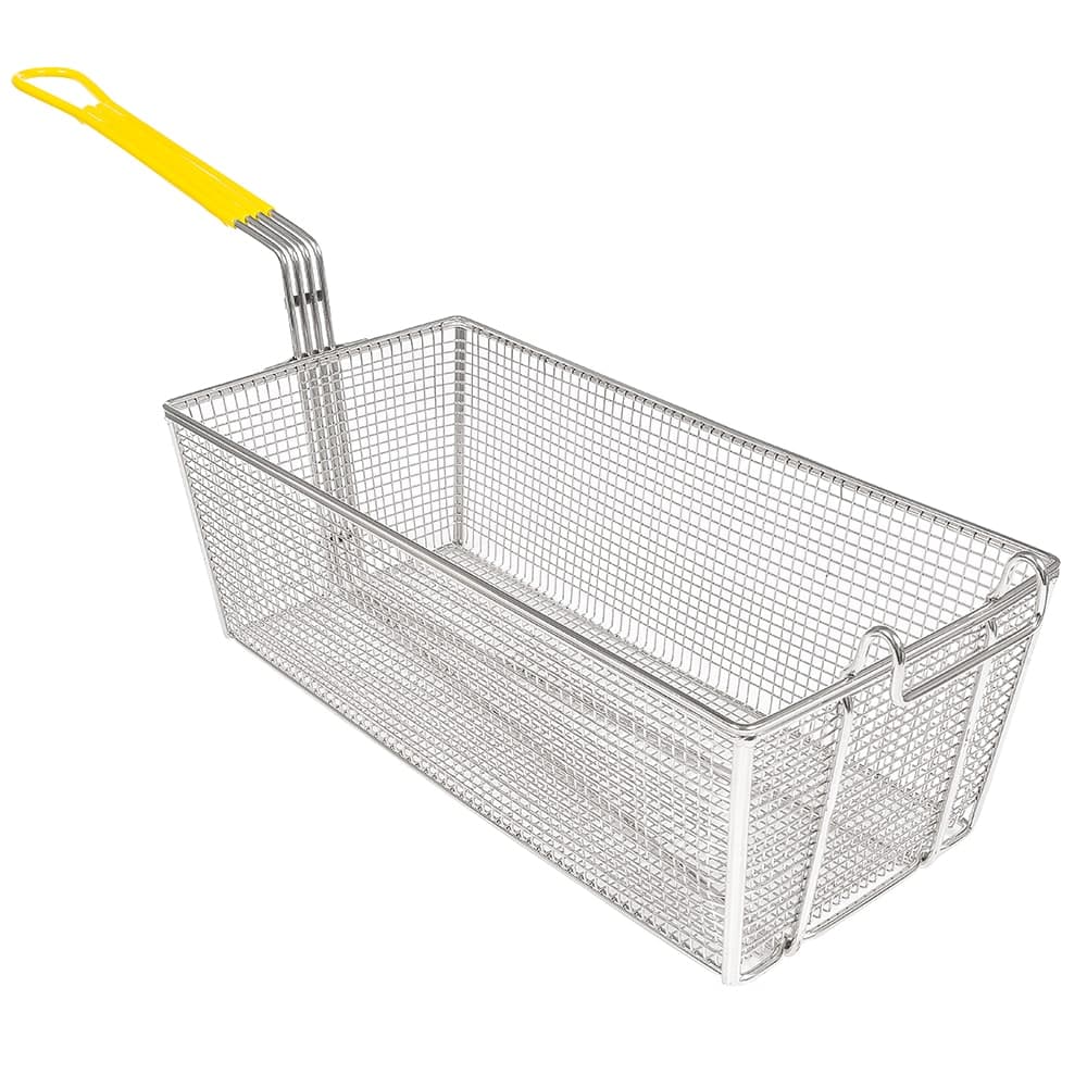 Winco FB-40 Fryer Basket w/ Coated Handle & Front Hook, 17" x 8 1/4" x 6"