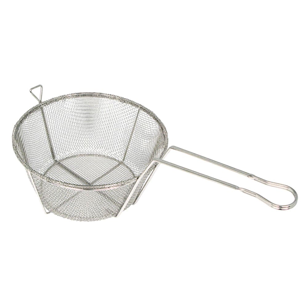 Winco FBRS-11 10 1/2" Round Fryer Basket, Nickel Plated