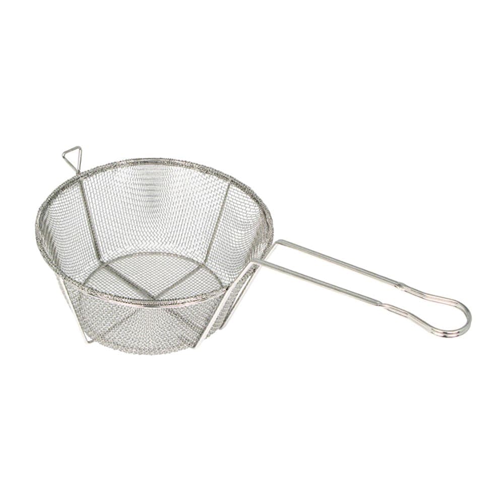 Winco FBRS-9 Fryer Basket w/ Uncoated Handle & Front Hook - 9 5/8"D x 4 15/16"H