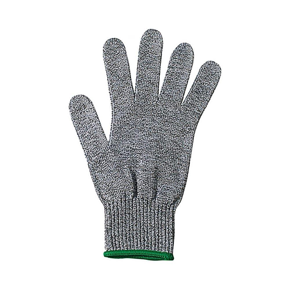 Winco GCRA-M Medium Cut Resistant Glove - Blended Material, Gray w/ Green Wrist Band