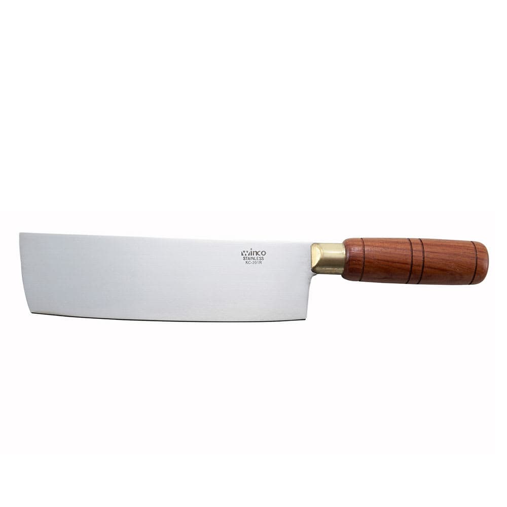 Winco KC-201R 7" Chinese Cleaver w/ Wood Handle, Stainless Steel