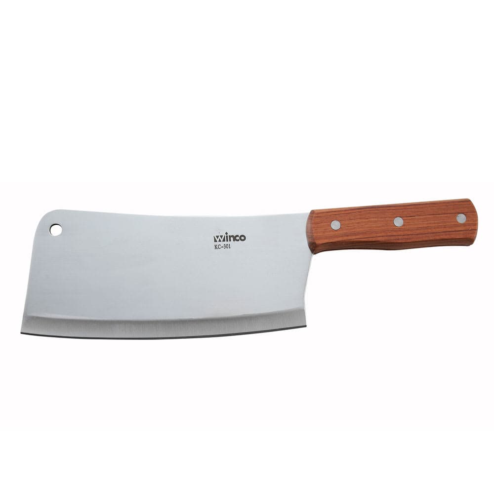 Winco KC-301 8" Cleaver w/ Wood Handle, Stainless Steel