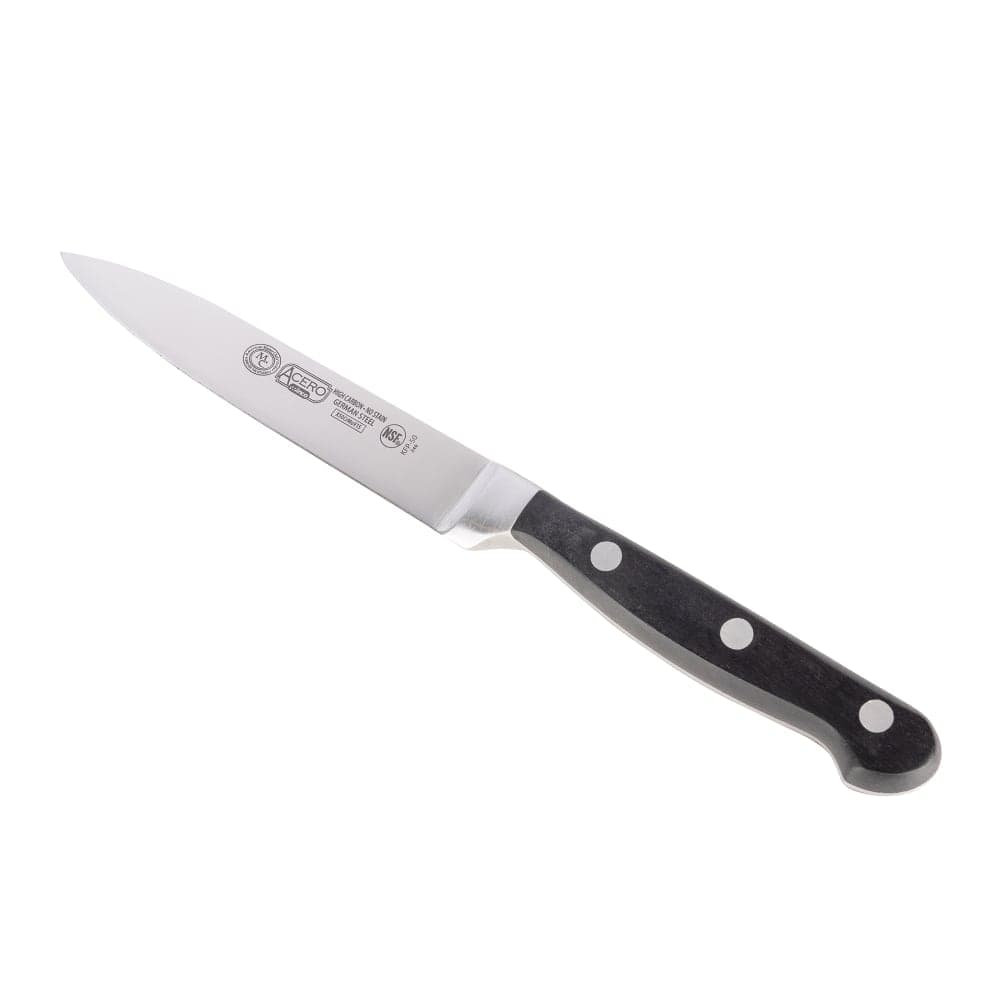 Winco KFP-50 5" Utility Knife, 1 Piece Full Tang, Forged Carbon Steel, POM Handle