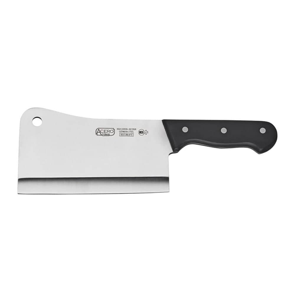 Winco KFP-72 7" Cleaver w/ Black POM Handle, High Carbon Stainless Steel