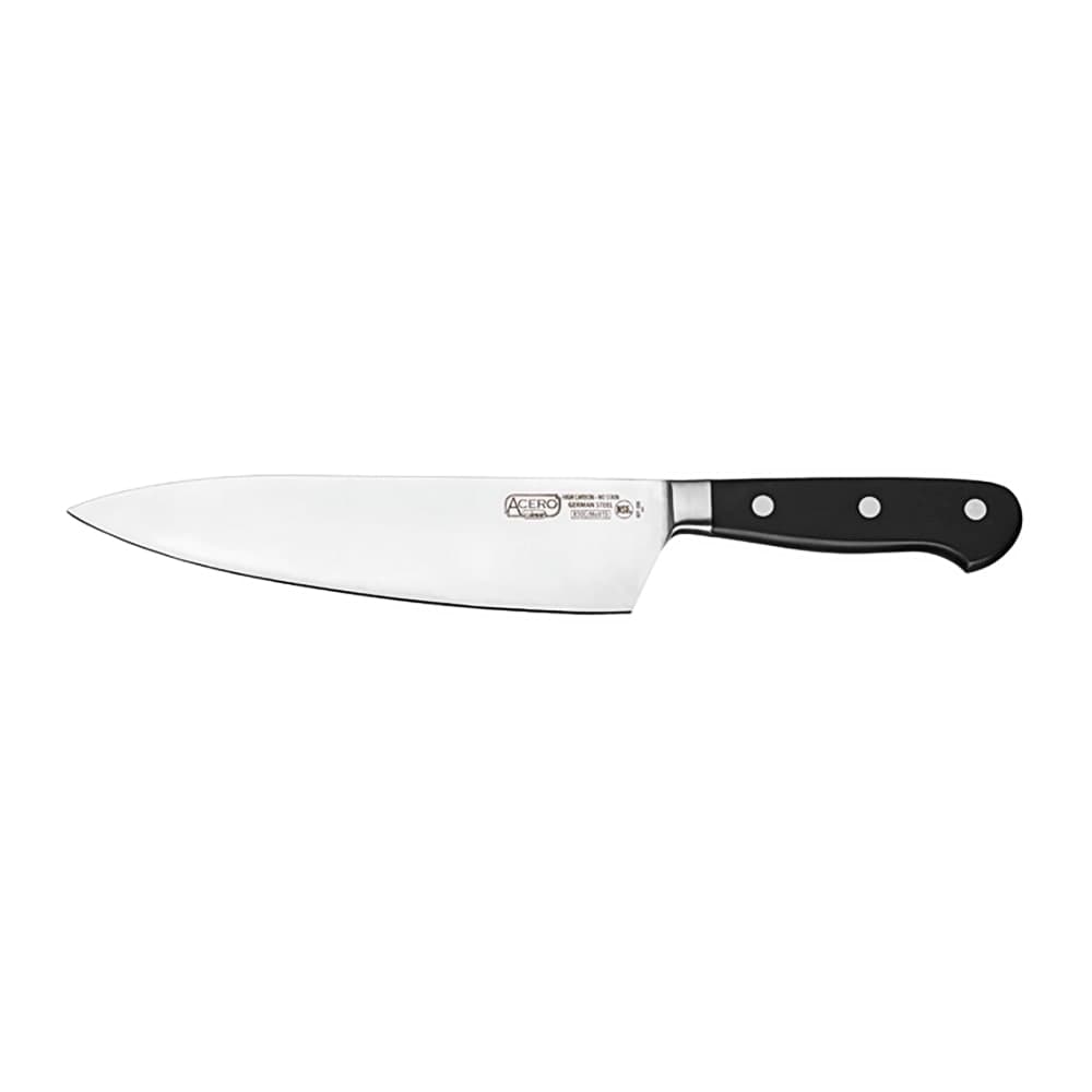 Winco KFP-85 8" Chef Knife w/ Forged Carbon German Steel, 1 Piece Full Tang, Short Bolster, POM Handle
