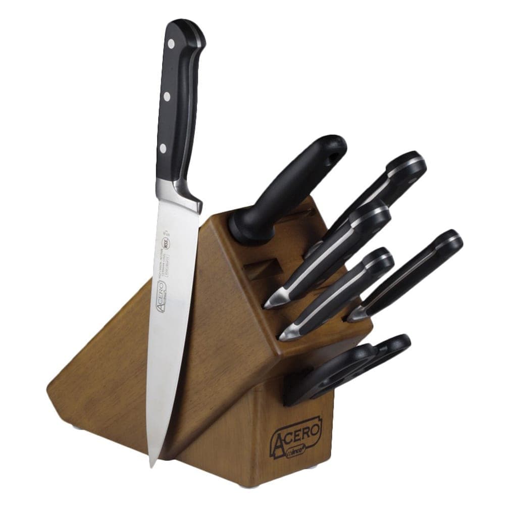 Winco KFP-BLKA 8 Piece Knife Set w/ Wooden Block